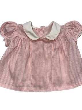 Vintage Pink & White Gingham Collared Doll Dress